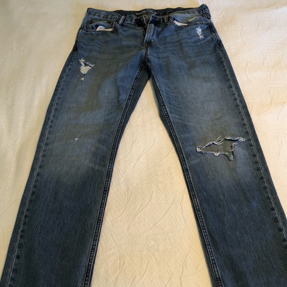 Old Navy Distressed Slim Blue Jeans 36x34
